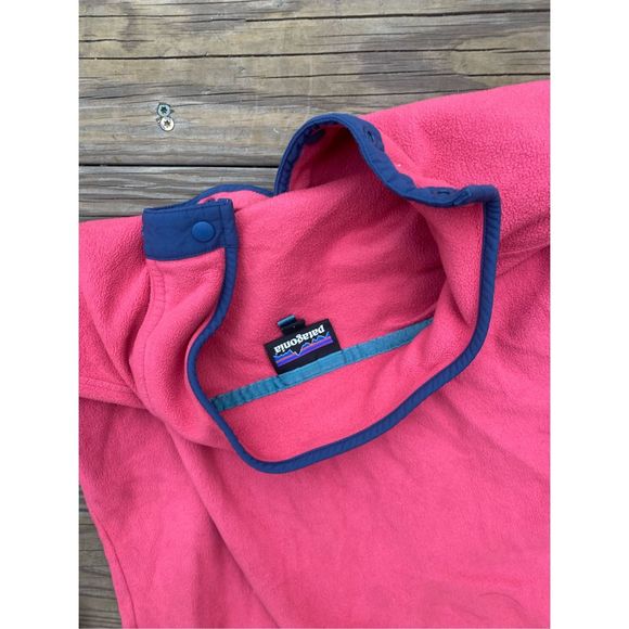 Patagonia Micro D Snap-T Fleece Pink / Blue Trim Pullover Sweatshirt, Size Large - Picture 14 of 16